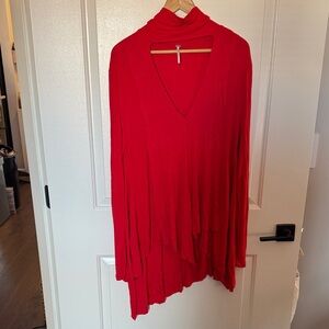 Free People Vibrant Red Tunic Top